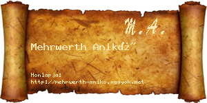 Mehrwerth Anikó névjegykártya